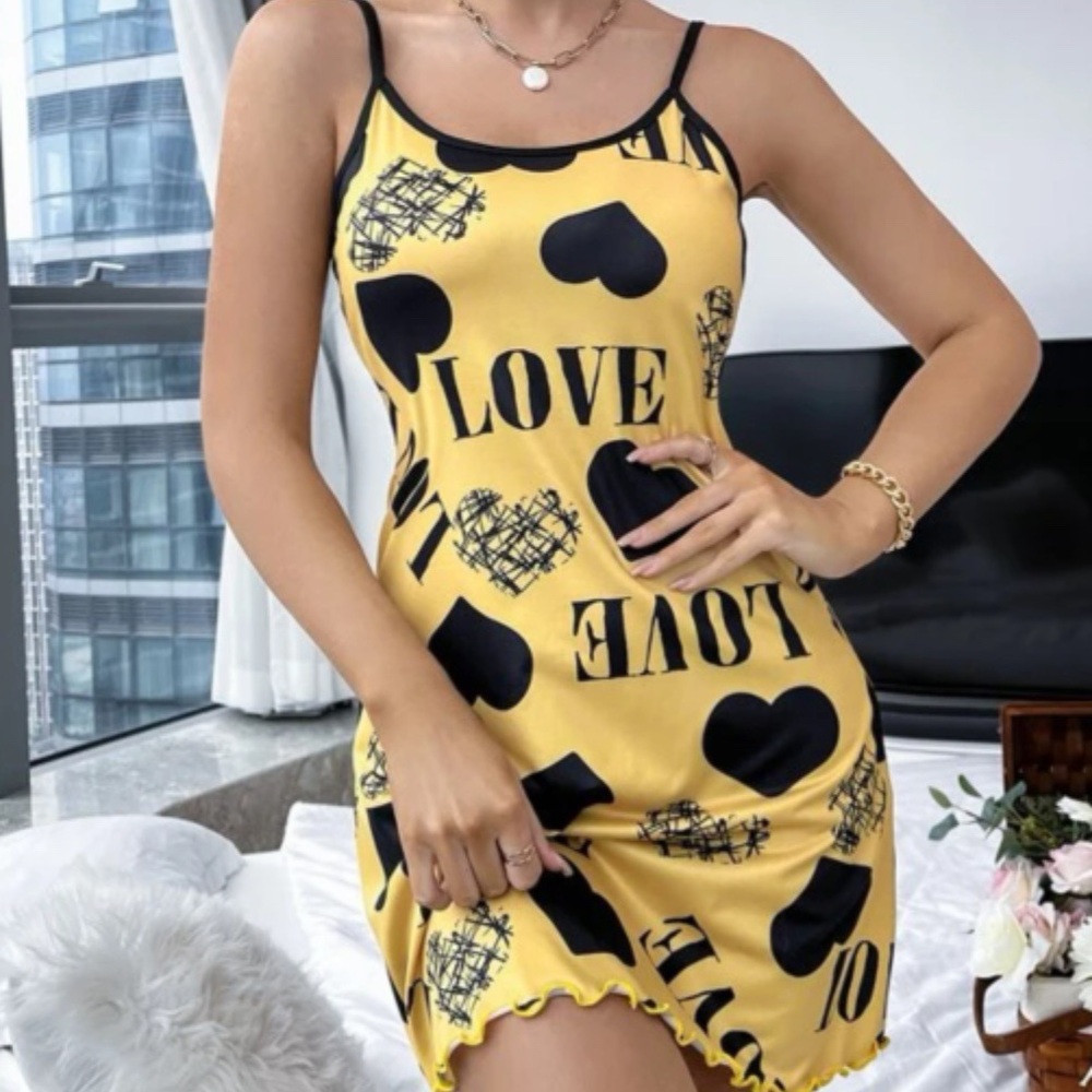 Yellow Love Buttery Soft Cami Pajama Dress XL NWOT